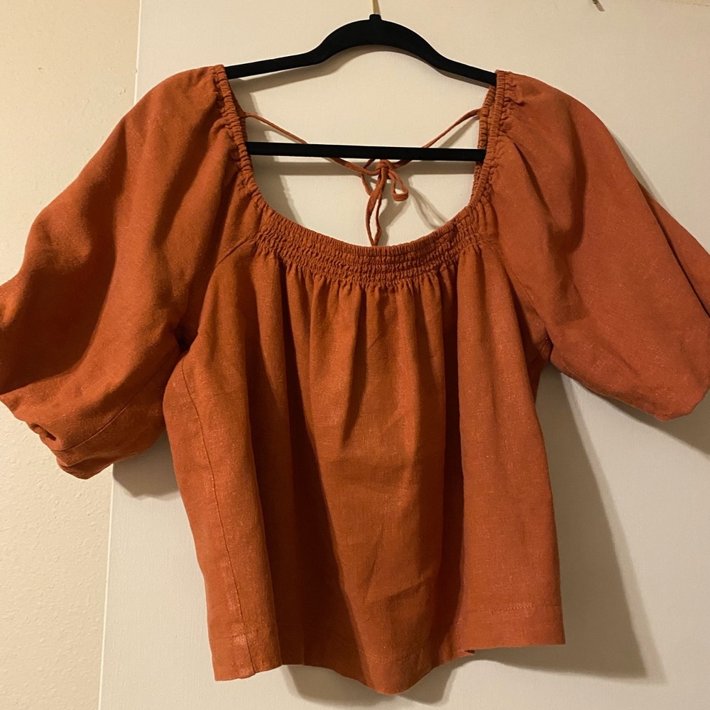 Sanctuary Terracotta Puff Sleeve Blouse